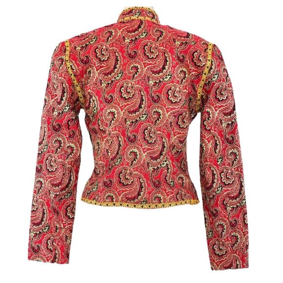 Vintage Red and Gold Paisley Jacket Size 8 Embellished - Picture 2 of 5